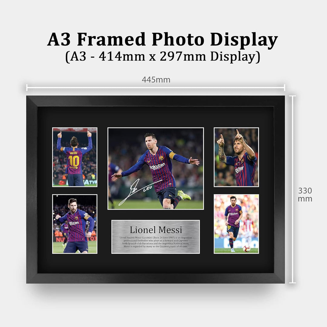 HWC Trading Lionel Messi A3 Gerahmte Signiert Gedruckt Autogramme Bild Druck-Fotoanzeige Geschenk Fü