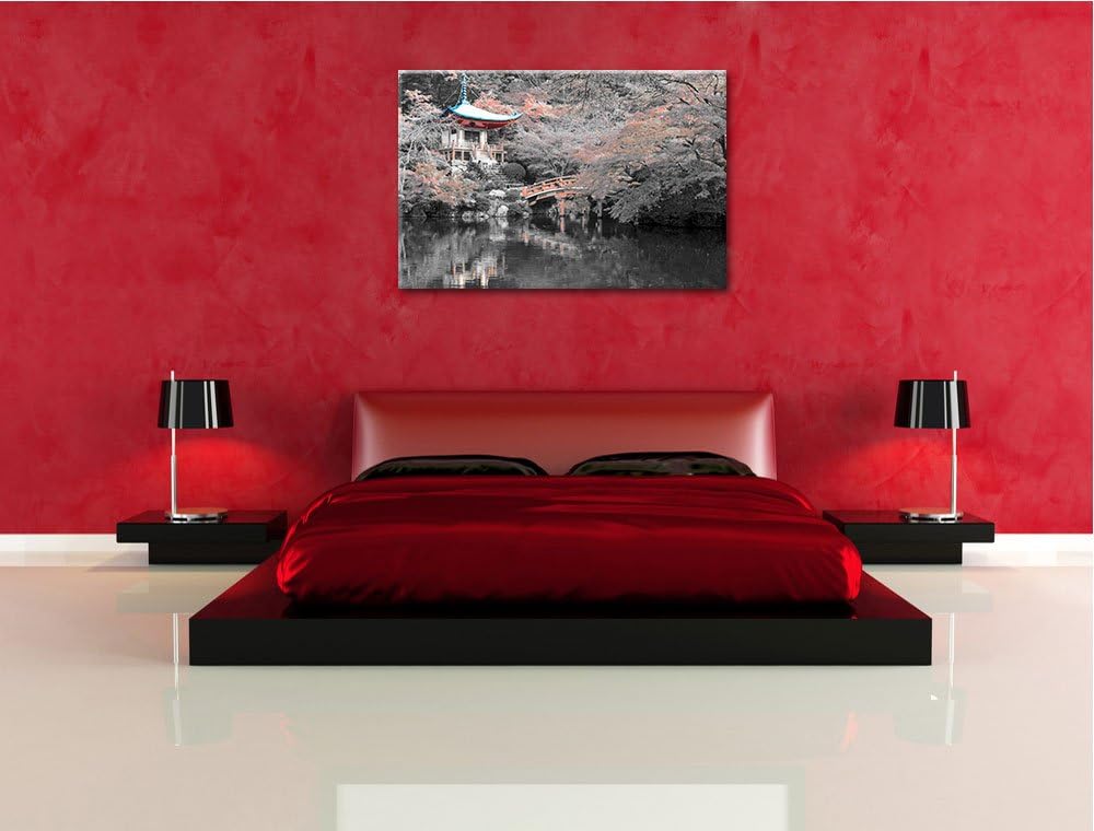 schönes Kloster in Japan schwarz/weiss Format: 100x70 auf Leinwand, XXL riesige Bilder fertig gerahm