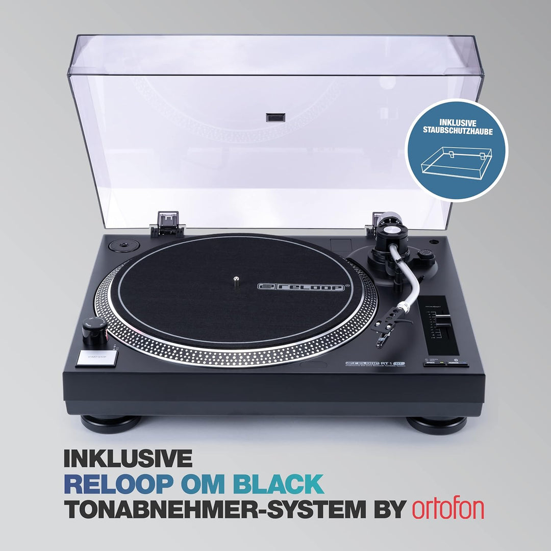 Reloop RT-1 BT Plattenspieler mit Riemenantrieb für DJ- und HiFi-Anwendungen, Bluetooth-Ausgang zur