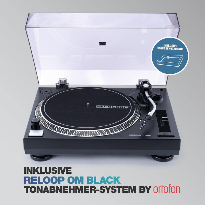 Reloop RT-1 BT Plattenspieler mit Riemenantrieb für DJ- und HiFi-Anwendungen, Bluetooth-Ausgang zur