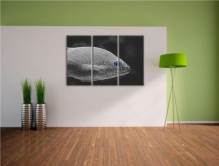 seltene gestreifte Streifengunze schwarz/weiss Deluxe 3-Teiler Leinwandbild 120x80 Bild auf Leinwand