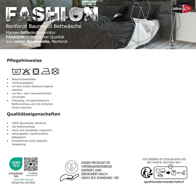 CelinaTex Fashion Bettwäsche 200x200 cm 3teilig Baumwolle Nicole Streifen Ornamente Blau Violett 200