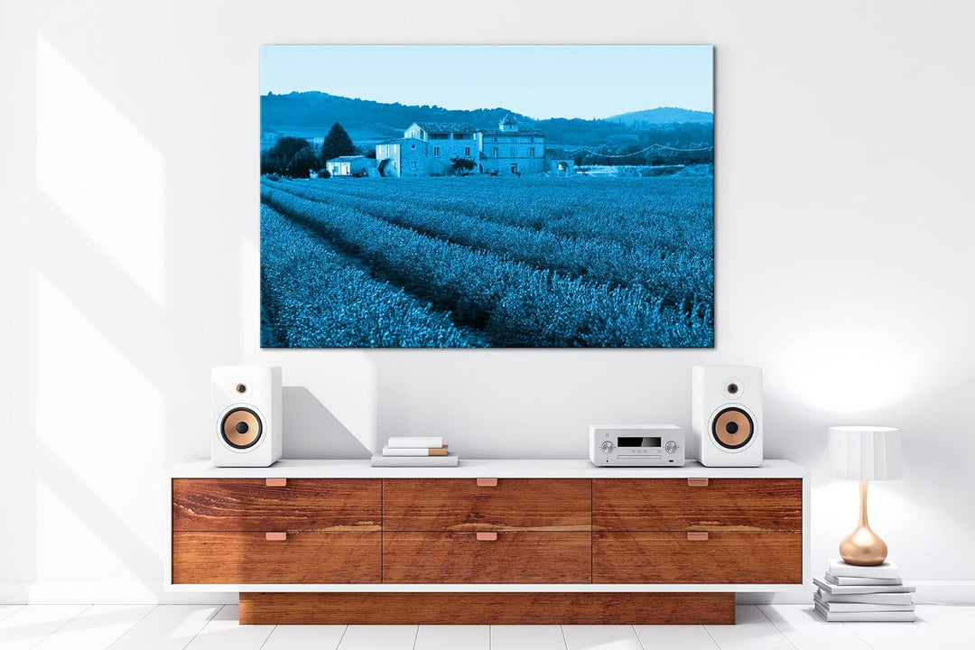 deyoli beeindruckendes Lavendelfeld in Frankreich Format 80x60 Effekt: Monocrome Blau als Leinwandbi
