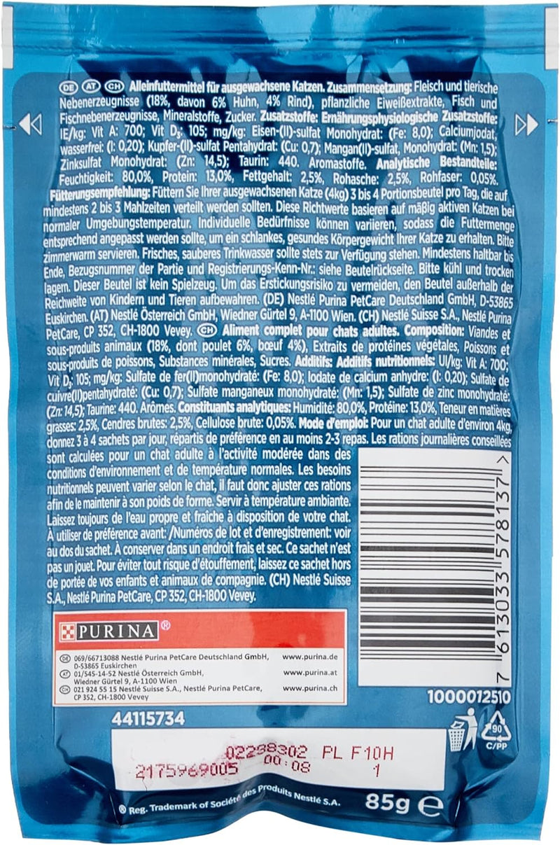 PURINA GOURMET Perle Duetto Katzenfutter nass, mit Huhn und Rind, 26er Pack (26 x 85g) & Perle Genus