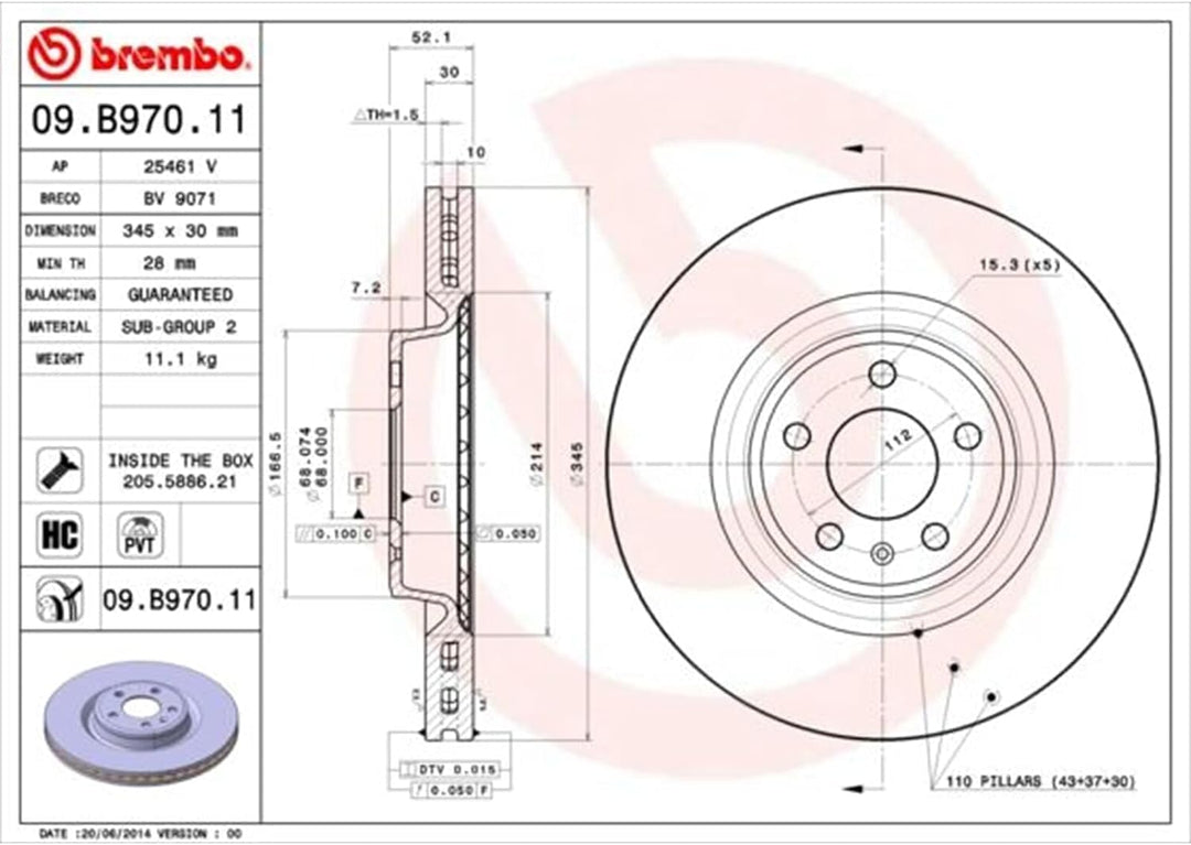 Brembo 09.B970.11 - Bremsscheibe