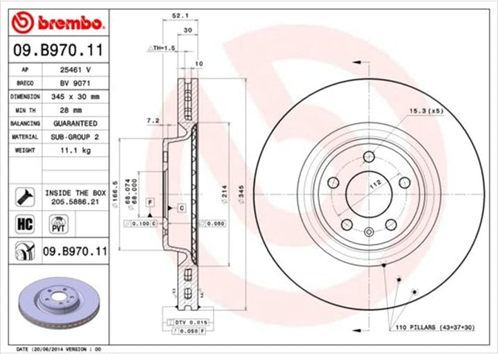 Brembo 09.B970.11 - Bremsscheibe