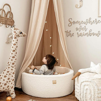 MEOWBABY Soft Foam Rundes 90 x 30 cm Bällebad mit 200 Stück Bällen für Babys & Kleinkinder - Baby-La