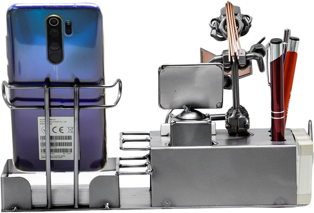 metalman24 Schraubenmännchen BÜRO PC Frau Schreibtisch Organizer HANDYHALTER handgefertigte ausgefal