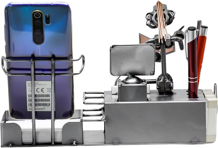 metalman24 Schraubenmännchen BÜRO PC Frau Schreibtisch Organizer HANDYHALTER handgefertigte ausgefal
