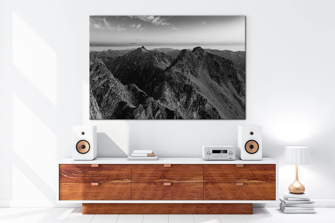 deyoli Die Japanischen Alpen Effekt: Schwarz&Weiss Format: 80x60 als Leinwandbild, Motiv fertig gera