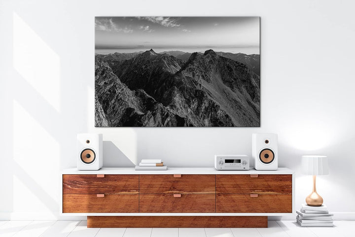 deyoli Die Japanischen Alpen Effekt: Schwarz&Weiss Format: 80x60 als Leinwandbild, Motiv fertig gera