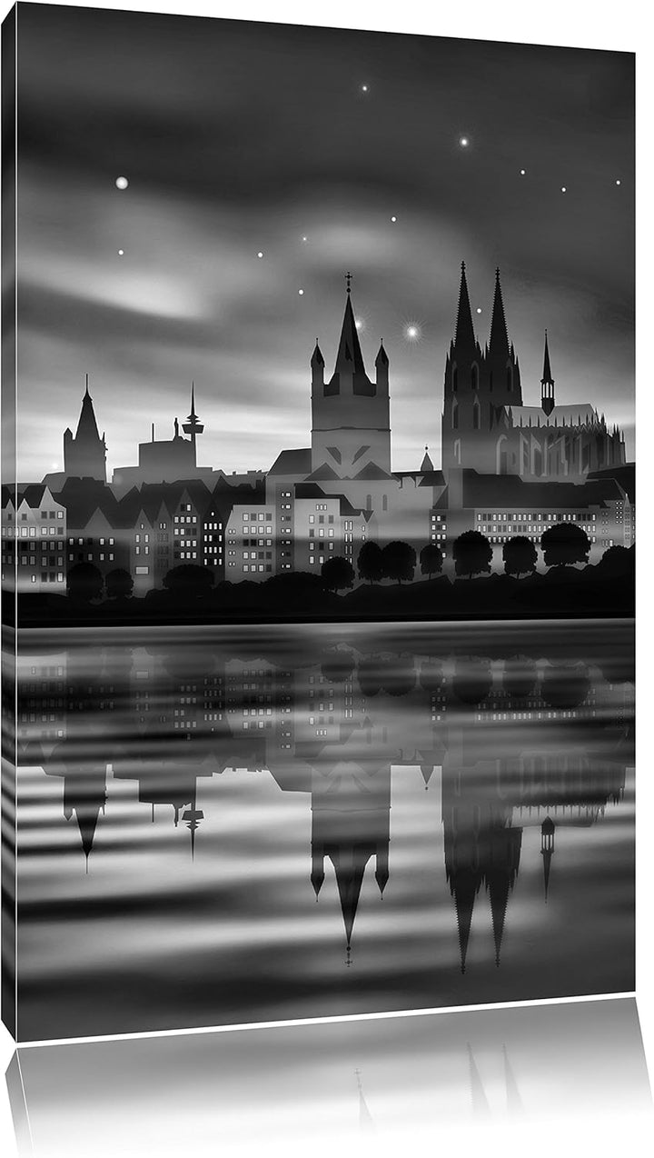 Pixxprint Polarlichter Skyline Köln als Leinwandbild/Grösse: 100x70 / Wandbild/Kunstdruck/fertig bes