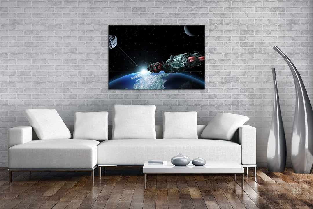 deyoli Raumschiff auf Entdeckungsreise Format: 80x60 als Leinwandbild, Motiv fertig gerahmt auf Echt