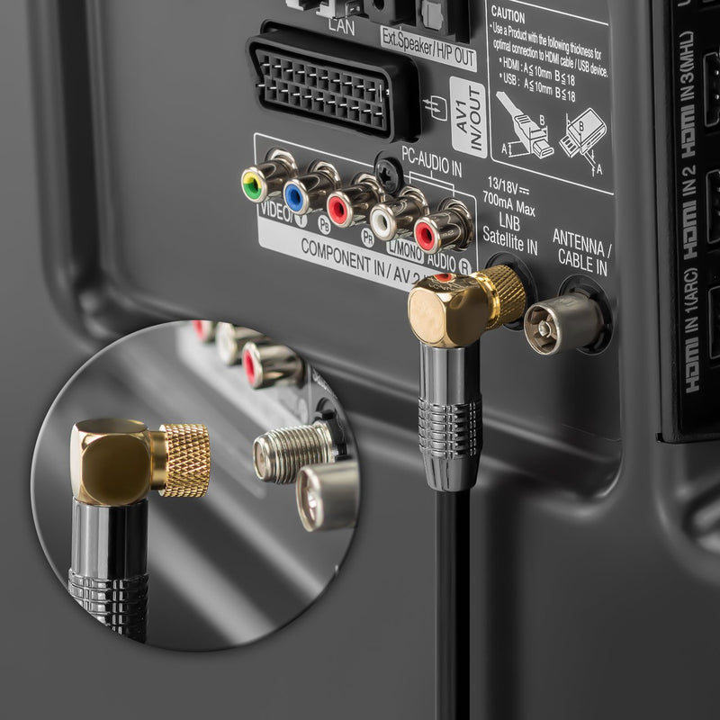 deleyCON 20m SAT Antennenkabel HDTV Satellitenkabel Koaxialkabel 2x Gewinkelt - F-Stecker (90° Grad)