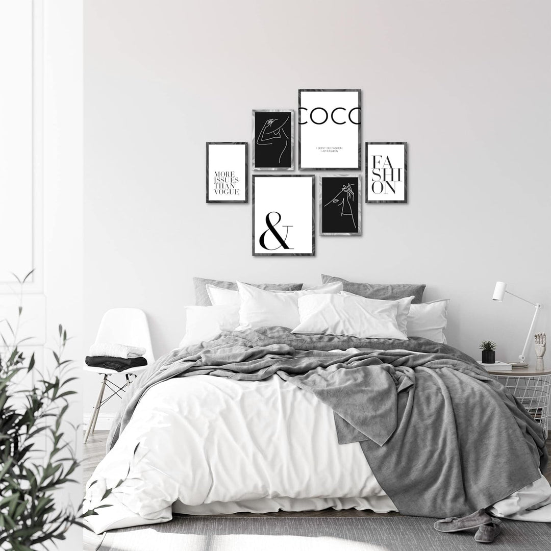 Novart Bilder Set - AUFHÄNGFERTIG - KEIN EXTRA RAHMEN BENÖTIGT - Fashion Modern Zitate - Wohnzimmer