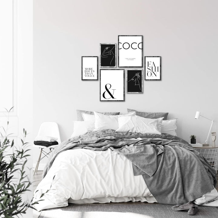 Novart Bilder Set - AUFHÄNGFERTIG - KEIN EXTRA RAHMEN BENÖTIGT - Fashion Modern Zitate - Wohnzimmer