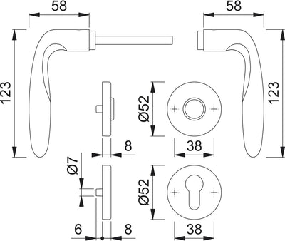 HOPPE 2819386 Drückergarnitur Verona mit Rosetten WC, Edelstahl matt