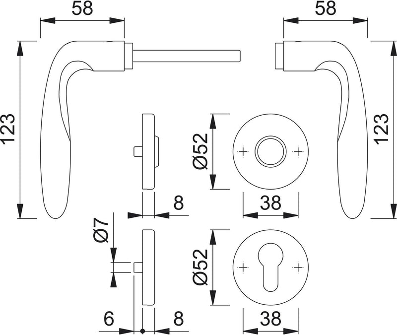 HOPPE 2819386 Drückergarnitur Verona mit Rosetten WC, Edelstahl matt