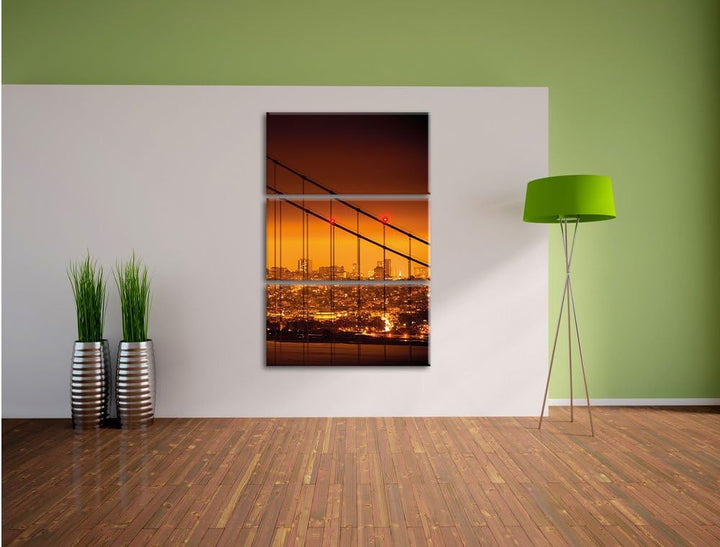 Pixxprint San Francisco Skyline/Format: 3-Teiler (120x80cm) cm/Leinwandbild fertig bespannt Wandbild
