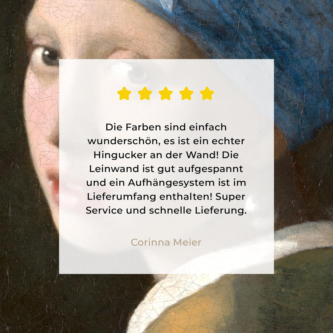 MuchoWow Leinwand Bilder, Einzigartige Wanddeko mit Rahmen, Das Mädchen mit dem Perlenohrring - Gemä