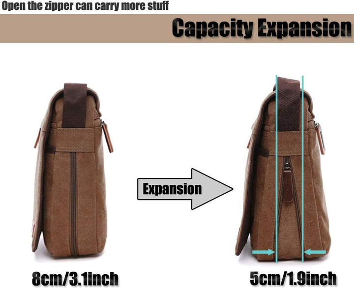 LOSMILE Herren Umhängetaschen, Leinwand Schultertaschen, Laptoptasche,Schulranzen, für Schule und Ar