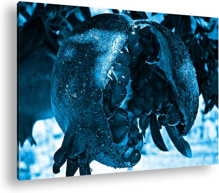 deyoli appetitlicher Granatapfel Format 80x60 Effekt: Monocrome Blau als Leinwandbild, Motiv fertig