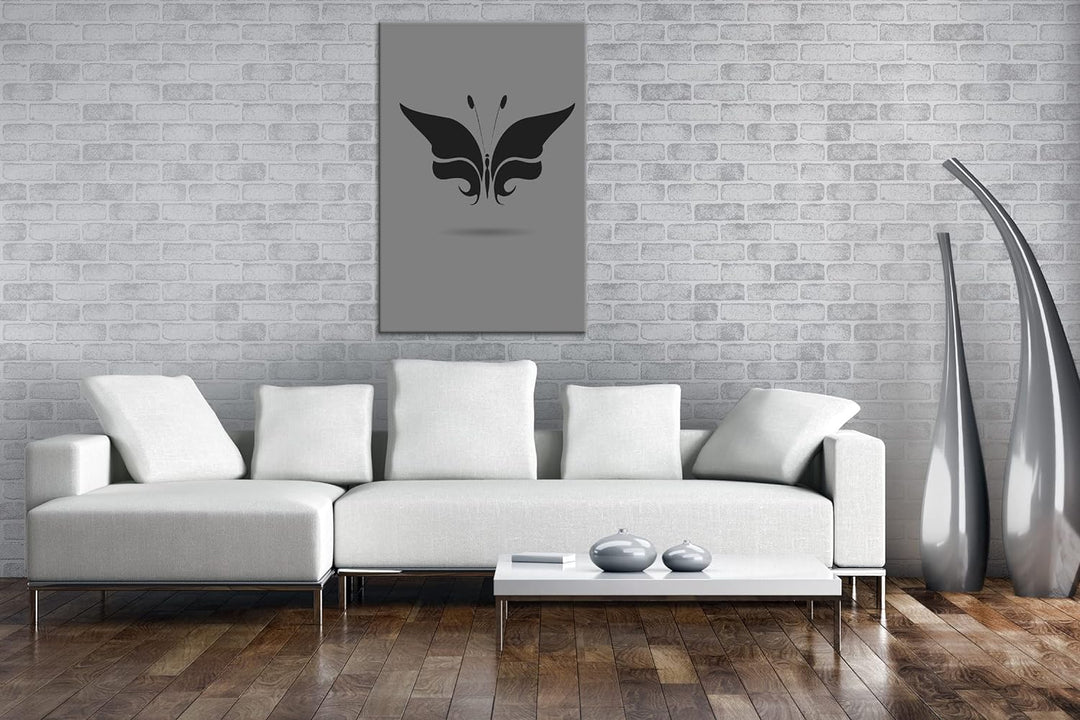 deyoli Schmetterling Logo Format: 80x60 Effekt: Schwarz&Weiss als Leinwandbild, Motiv fertig gerahmt