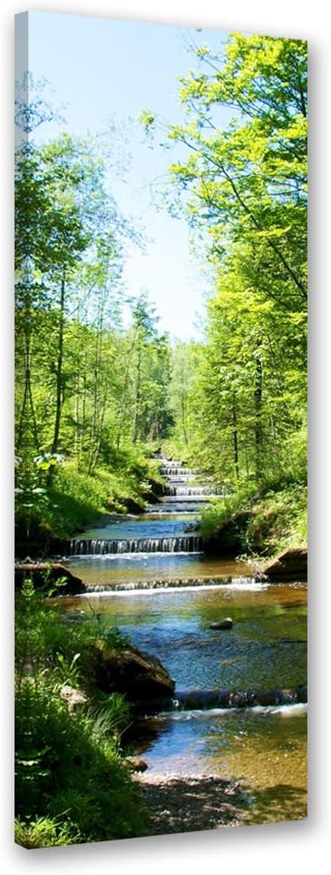 Feeby Vlies Leinwandbild Kaskaden-Wasserfall 60x150 cm Wand Bild Kunstdruck Deko Wohnzimmer Wohnungs