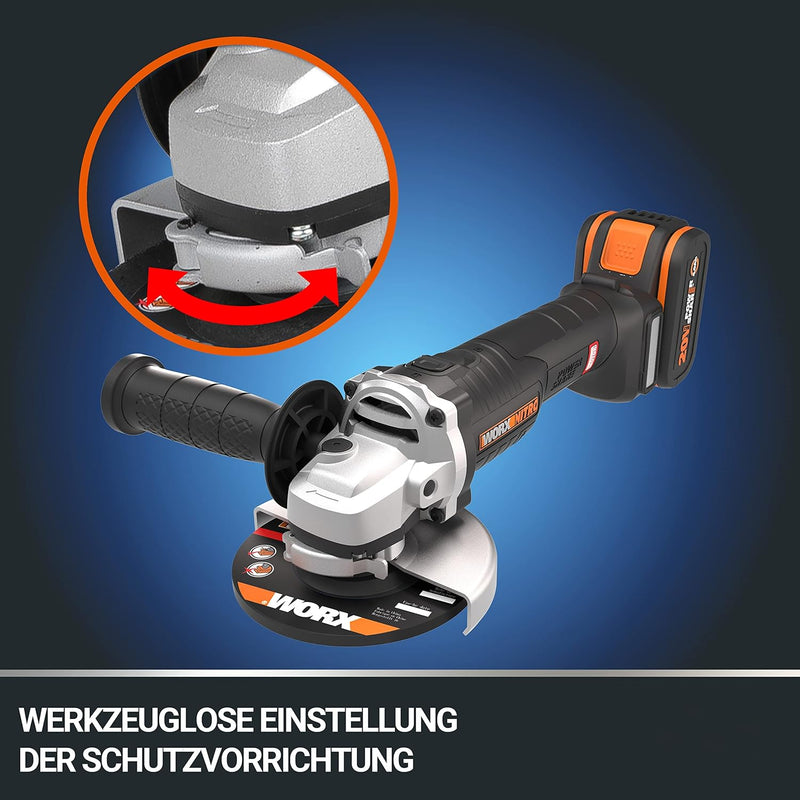 WORX WX813 Akku Bürstenlose Schleifmaschine 20V - mehr Leistung & Akkulaufzeit dank Bürstenlosen Mot