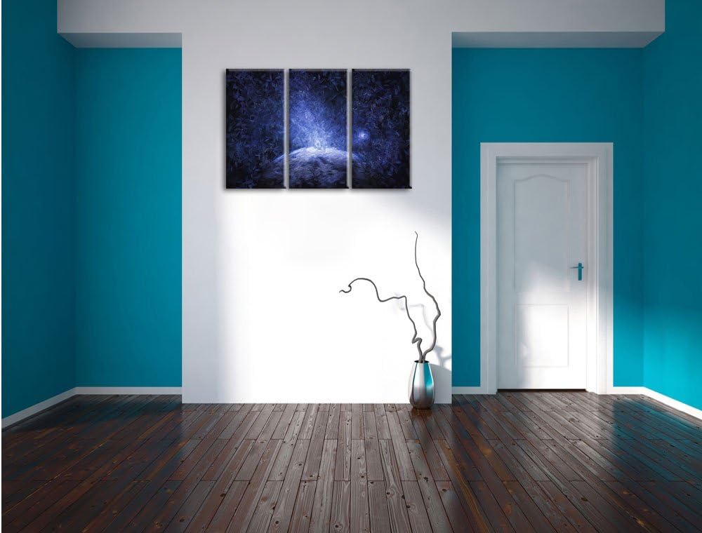 Pixxprint Sicht vom Mond auf die Erde Pinsel Effekt 3-Teiler Leinwandbild 120x80 Bild auf Leinwand