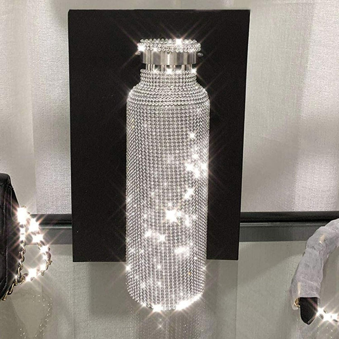 Clenp Vakuumbecher, Isolierter Strass Vakuumbecher Edelstahlkolben Flasche Trinkkessel Golden 750 ml