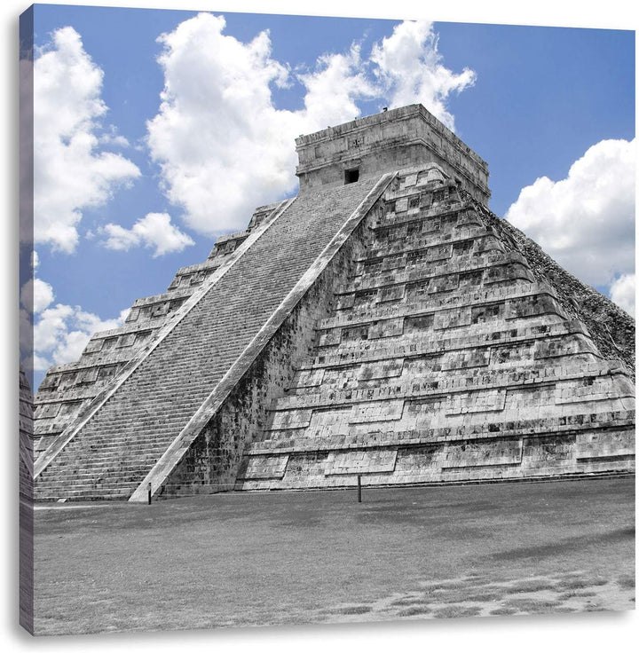 Pixxprint beeindruckende Maya Pyramide als Leinwandbild/Grösse: 70x70 cm/Wandbild/Kunstdruck/fertig