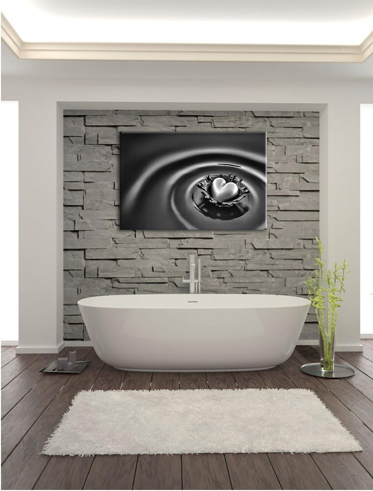 Pixxprint Goldherz in Schoko / 100x70cm Leinwandbild bespannt auf Holzrahmen/Wandbild Kunstdruck Dek