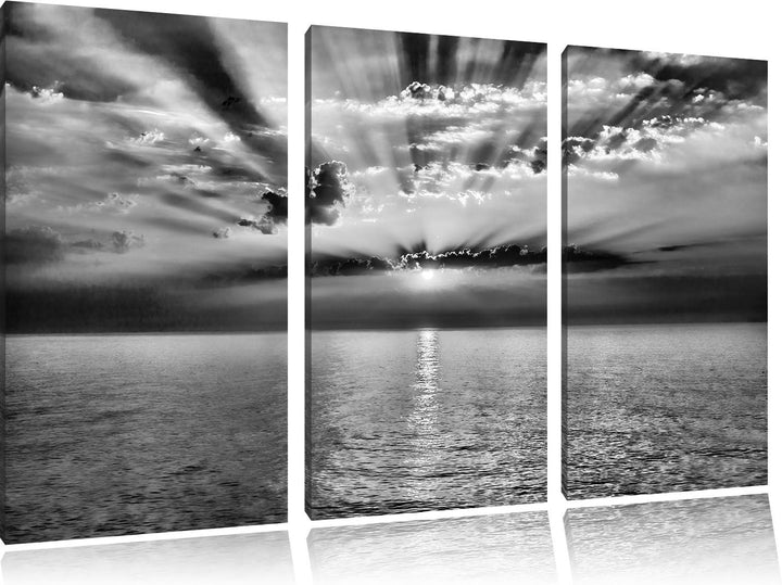 Pixxprint Meer im Sonnenaufgang als Leinwandbild/Grösse: 3 Teilig (120x80) cm/Wandbild/Kunstdruck/fe