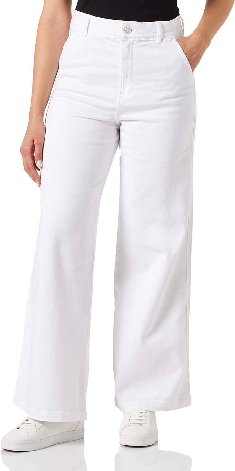s.Oliver Women's Jeans, Suri Wide Leg, White, 36/30