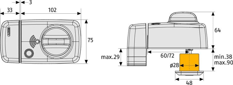 ABUS 82614 7010A B Tür-Zusatzschloss Metall mit Alarm Braun, Metall mit Alarm Braun