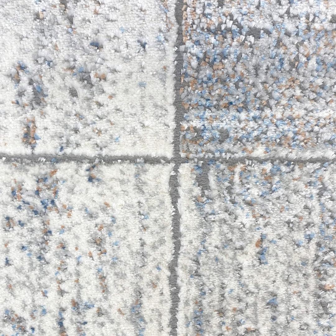 Teppich-Traum Wohnzimmerteppich – abstrakt quadratisches Muster – hell dunkel Effekt grau, Grösse 20