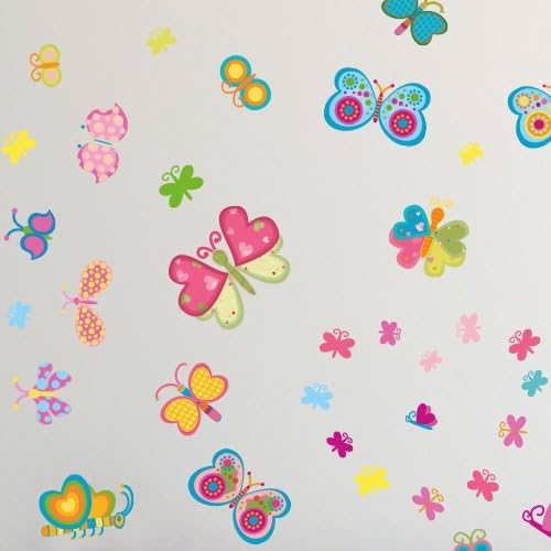 Wandkings Schmetterlinge Wandsticker Megapack Set, 53 Aufkleber, Gesamtfläche 260 x 70 cm