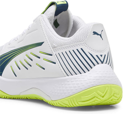 PUMA Unisex Kinder Accelerate Jr Handballschuh 37.5 EU White Ocean Tropic Lime Squeeze Blue Yellow,