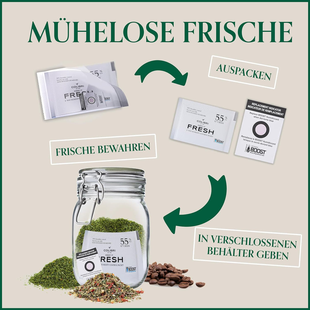 Colibri Fresh Feuchteausgleich-Pads - 12er Pack à 4g zur Lagerung von Zigarren, Musikblättern & mehr