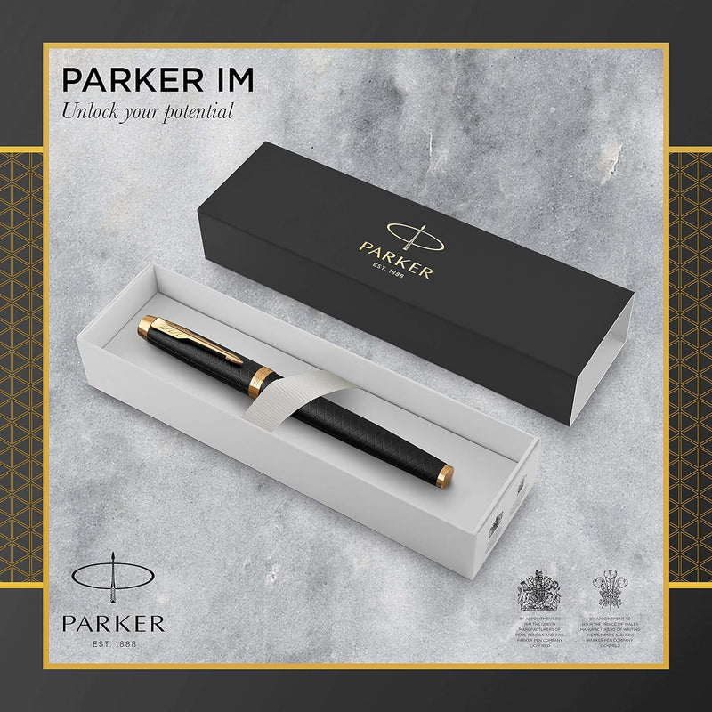 Parker IM Füller | Premium Black | Füllfederhalter mit feiner Feder | blaue Tinte | Geschenkbox Prem