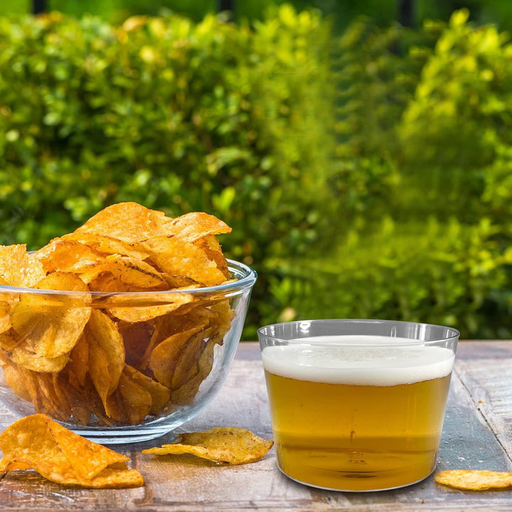 100 Einwegbecher aus Kunststoff, für Wein und Dessert, 220 ml, transparent, hart, Züritus, Snacks, i