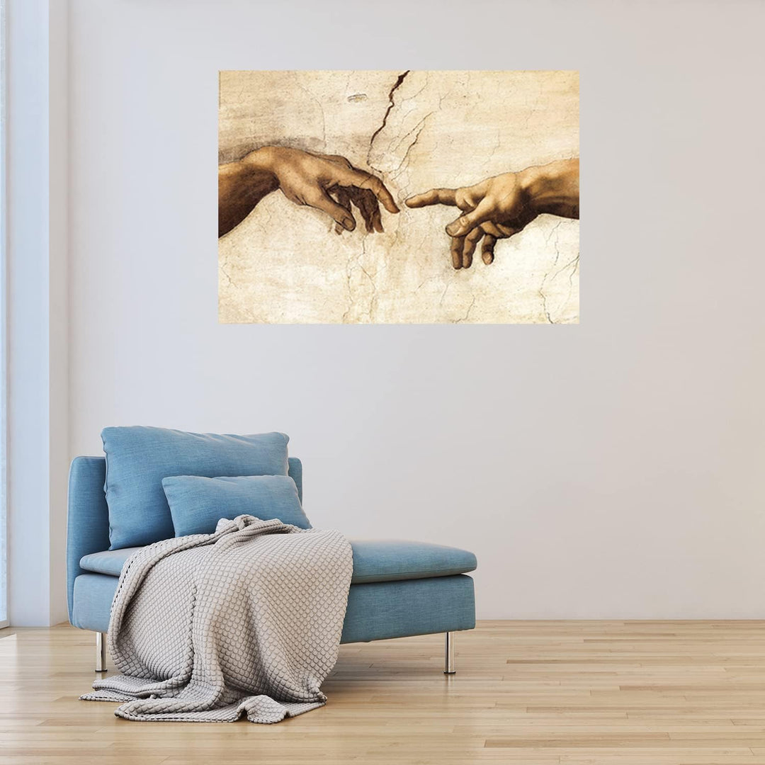 Feeby Bilder Die Erschaffung Adams Michelangelo XXL 120x80 cm 1 Teilig Vlies Wandbilder Leinwandbild