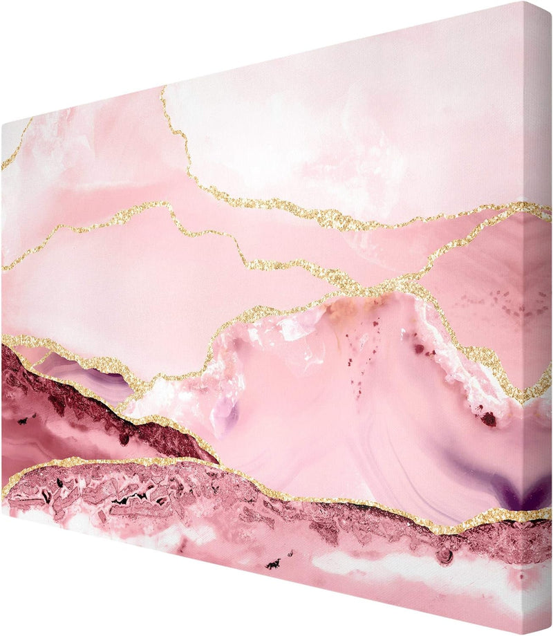 Leinwandbild Abstrakte Berge Rosa mit Goldene Linien 40x60cm Canvas 40cm x 60cm - Canvas, 40cm x 60c