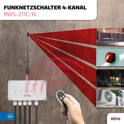 ETERO Funkschalter Set mit Sender, 4-Kanal, RWS-211C/N