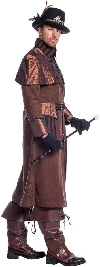shoperama Steampunk Herren Mantel Braun/Schwarz Kostüm Jacke viktorianisch Industrial hochwertig 48,