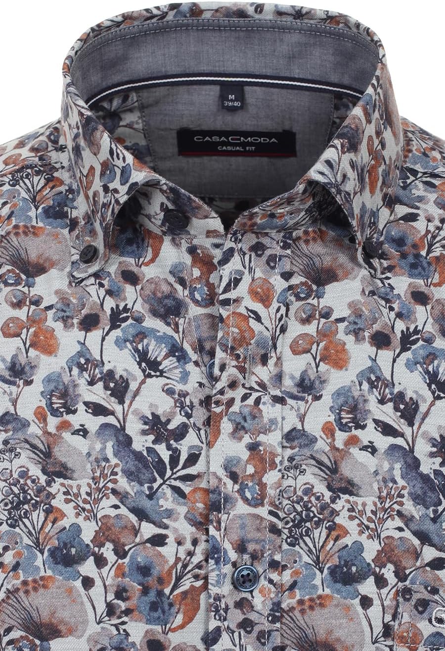 Casamoda Casual Fit Hemd super Langer Arm Button Down Kragen Muster blau Grösse XL