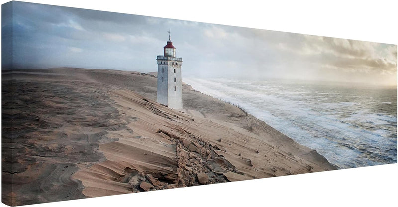 Bilderwelten Leinwandbild - Leuchtturm in Dänemark - Panorama Quer, 30cm x 90cm, 30cm x 90cm