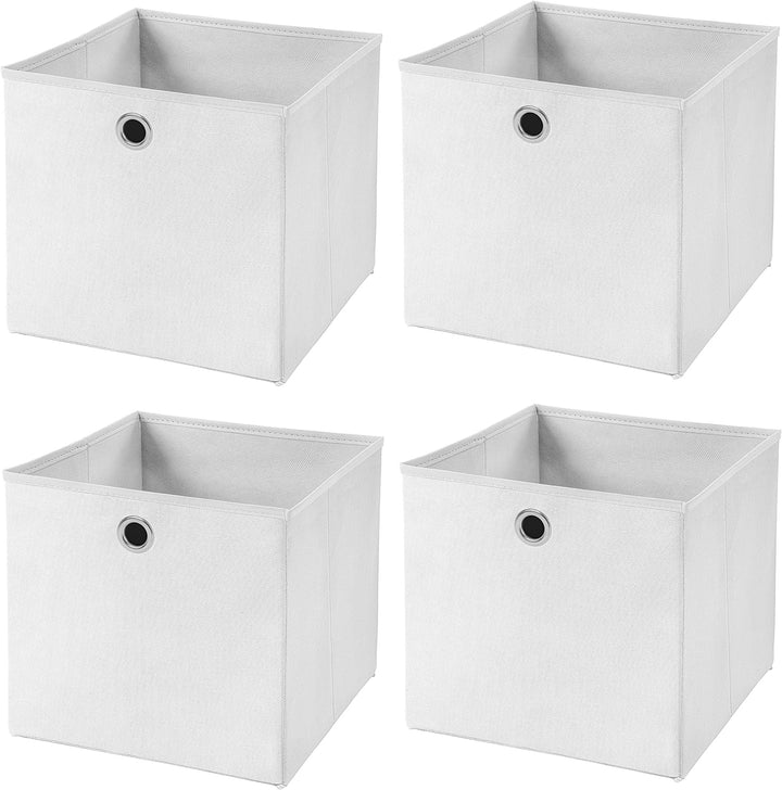 StickandShine 4er Set Weiss Faltbox 28 x 28 x 28 cm Aufbewahrungsbox faltbar, Weiss