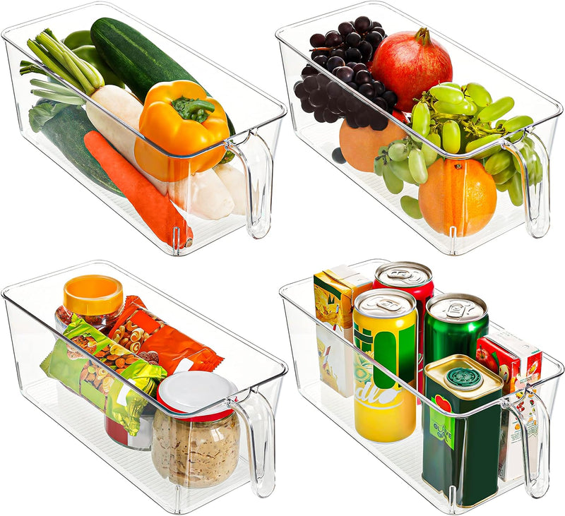 Kurtzy (4 Stk) Kühlschrank Organizer mit Griff - 31,2 cm - Gesamtlänge - Durchsichtige Organizer Küh